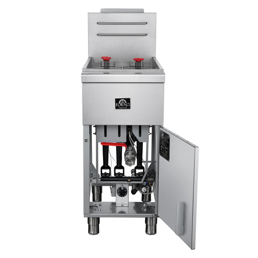FORNO Commerciale Natural Gas Deep Fryer, 3 Burners 90,000 BTU, 40 lbs, Millivolt Control