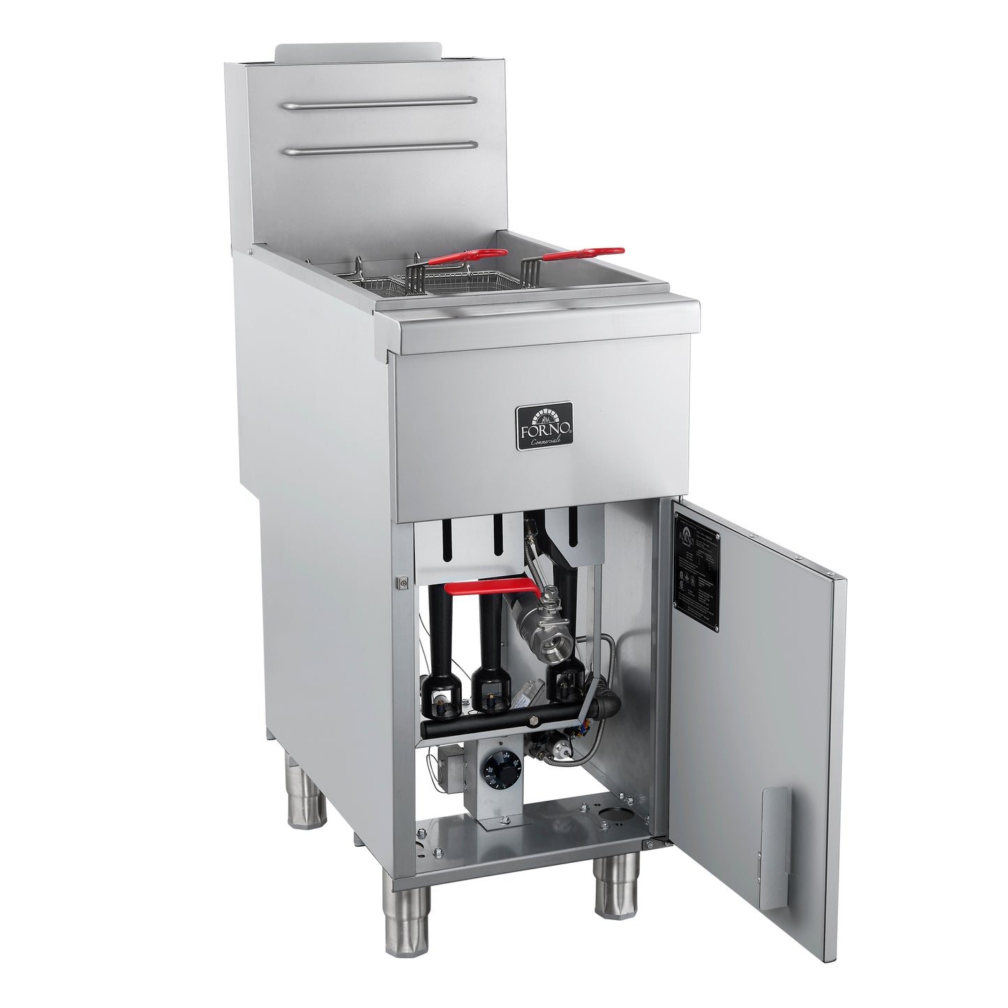 FORNO Commerciale Propane Gas Deep Fryer, 4 Burners 120,000 BTU, 50 lbs Oil Capacity, Millivolt Control