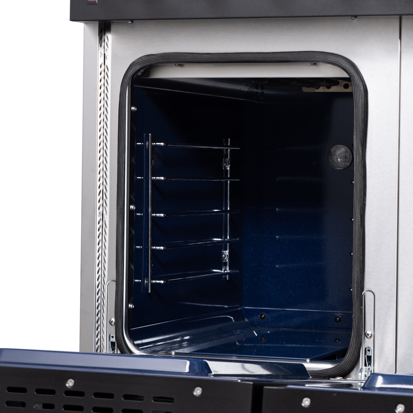 Forno Massimo 48 Inch Freestanding Dual Fuel Range in Black with Antique Brass Accessories, 8 Burners, 6.58 cu. ft. Convection Oven