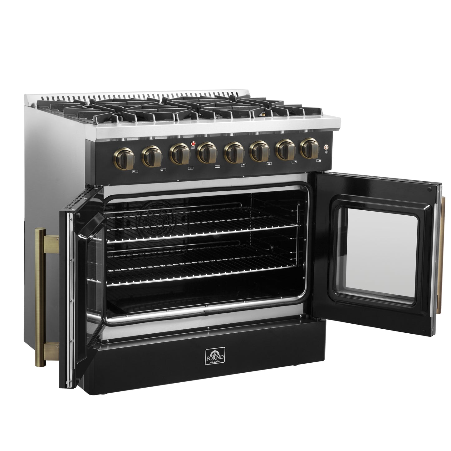 Forno Galiano 36-inch Freestanding French Door Dual Fuel Range Black