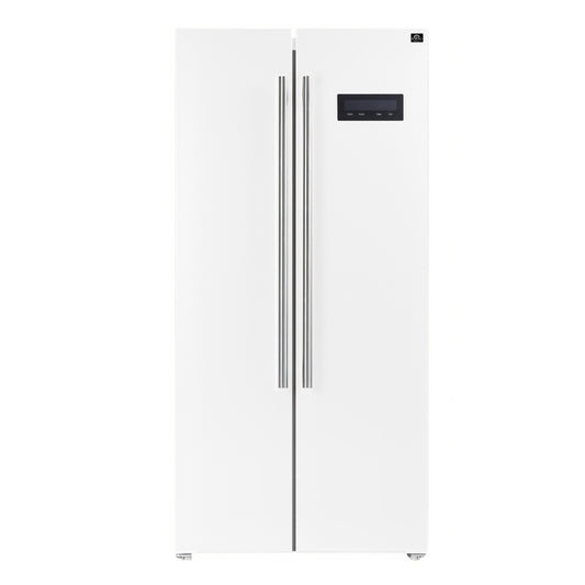 Forno Salerno Espresso 33-Inch White Side-by-Side Refrigerator, 15.6 Cu. Ft., Energy-Efficient, No Frost, Modern Design