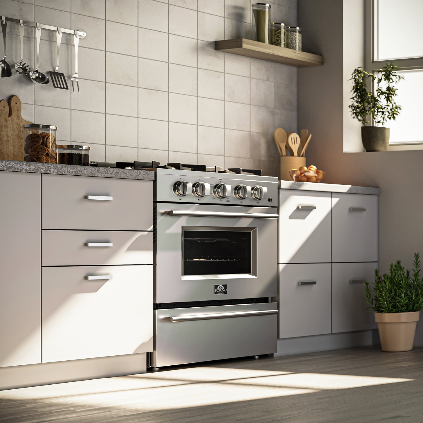 Forno Breno 24-Inch Freestanding Gas Range, Plug Included, Energy Efficient