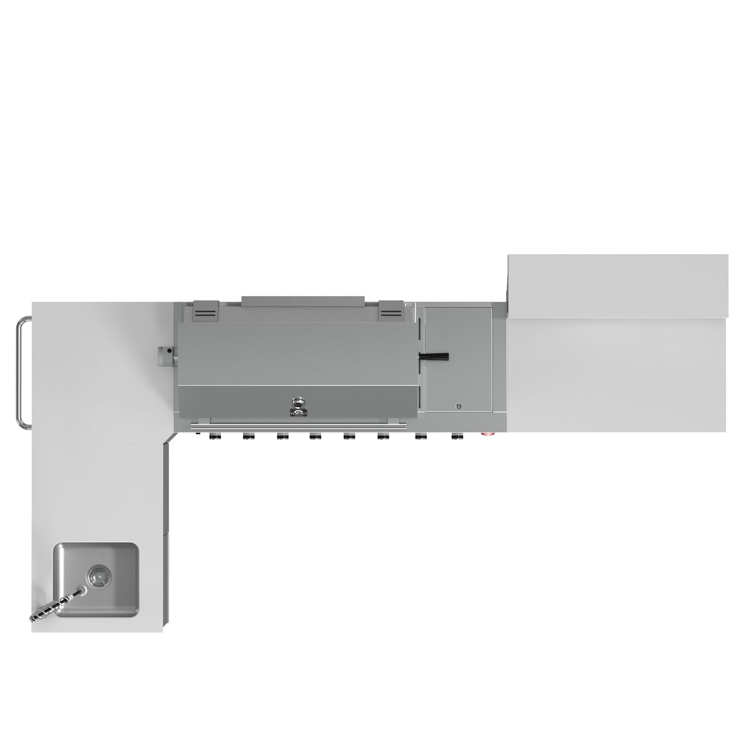 FORNO Bulnes 40-Inch BBQ, 95,000 BTU, 5 Burners, Sear & Rotisserie Infrared with Side Burner, Stainless Steel Outdoor Kitchen with 1.8 cu.ft. Beverage Center & White Sintered Stone Countertops