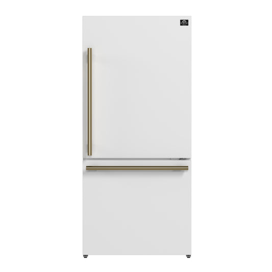 Forno Milano Espresso 31-Inch Bottom Freezer Refrigerator, White, 17.2 cu.ft Capacity, Energy Efficient