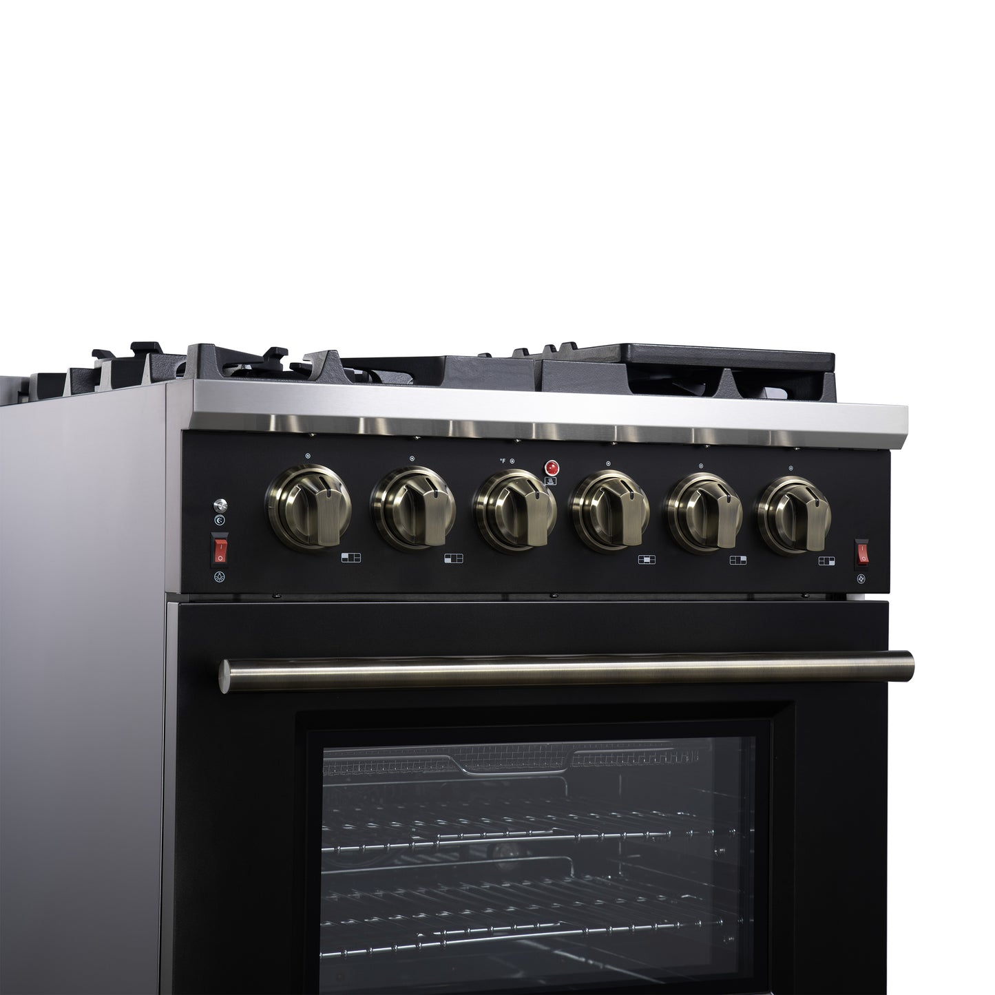 Forno Massimo 30-Inch Black Freestanding Gas Range, 4 Burners, True Convection Oven