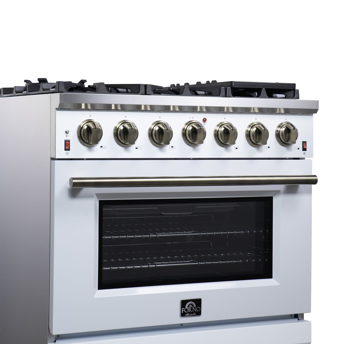 Forno Massimo 36-Inch White Freestanding Gas Range, 6 Sealed Burners, Convection Oven, Energy Efficient