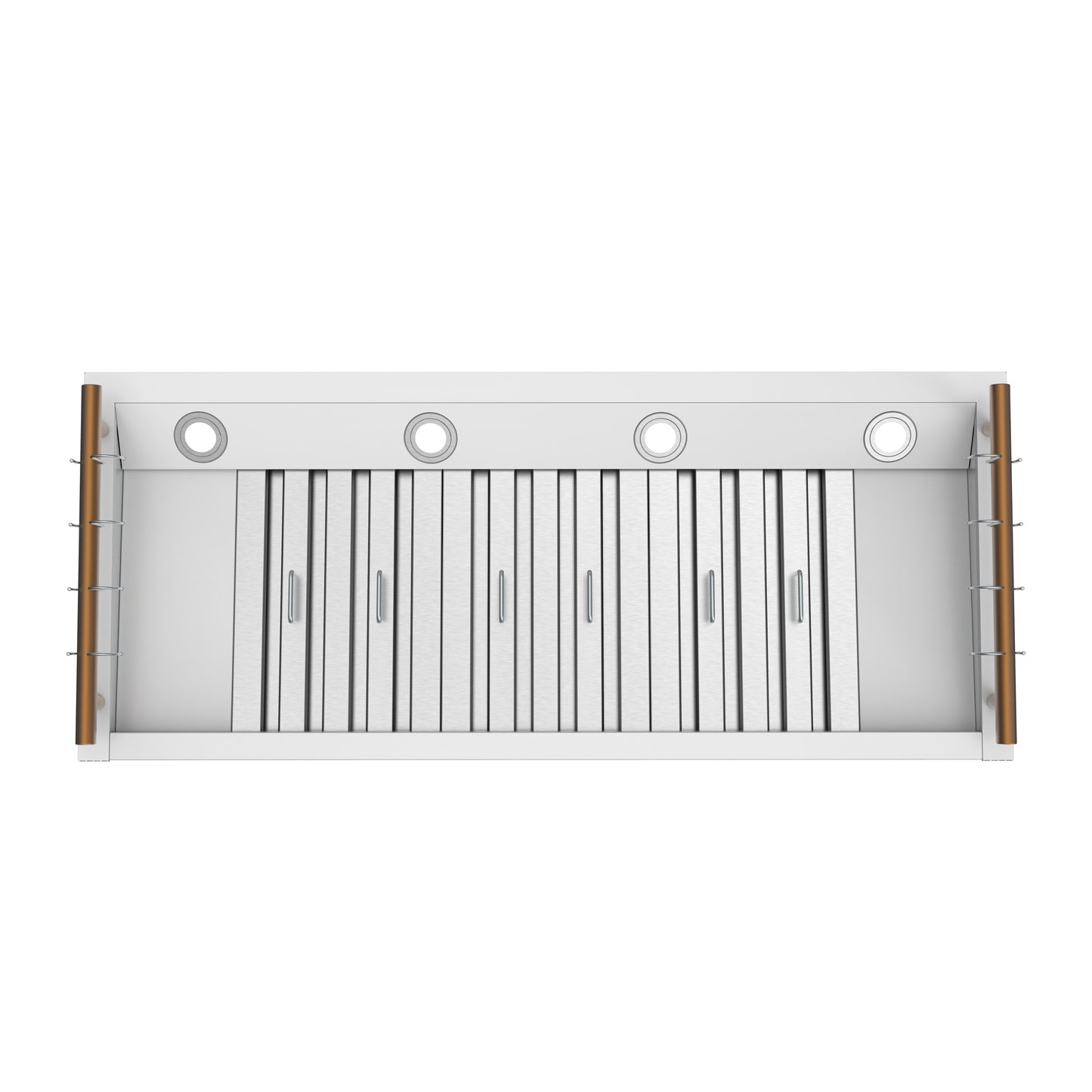 Forno Venezia 48 Inch Wall-Mounted Range Hood in White with Antique Brass Accessories, Touch Controls and Baffle Filters