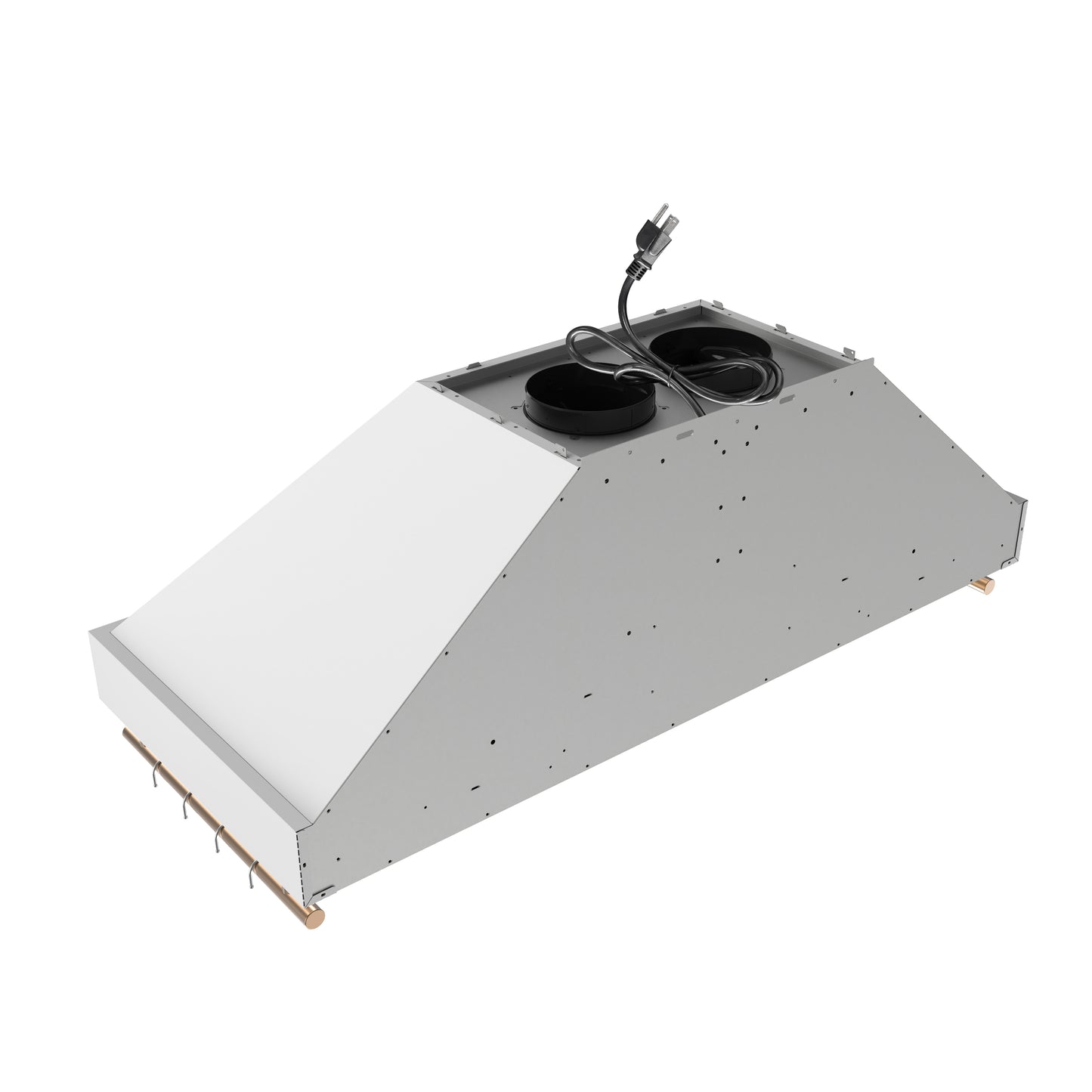 Forno Venezia 48 Inch Wall-Mounted Range Hood in White with Antique Brass Accessories, Touch Controls and Baffle Filters