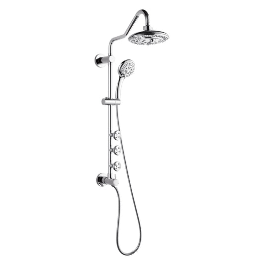 Forno Acqua AcquaSPA Retrofit Shower, Overhead Rainfall, 8 Inch Shower Head, Handheld Shower Head, Body Jets, 6 Way Diverter, Polished Stainless Steel Finish, 1.8 GPM Flow Rate