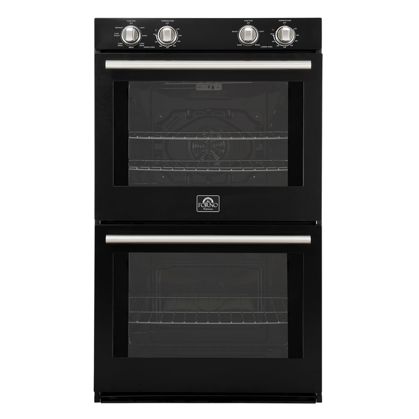 Forno Vomero 30-Inch Double Wall Oven, Black, 10 cu.ft Total Capacity, 7100W Convection, Mechanical Controls, Manuel Steam Clean