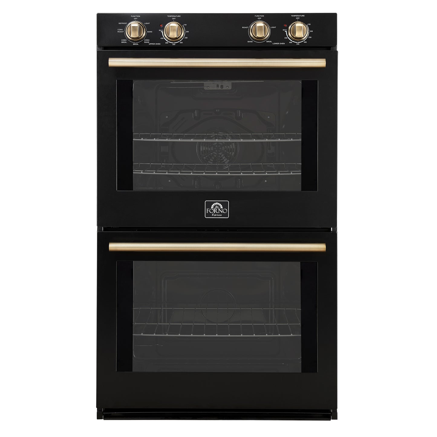 Forno Vomero 30-Inch Double Wall Oven, Black, 10 cu.ft Total Capacity, 7100W Convection, Mechanical Controls, Manuel Steam Clean