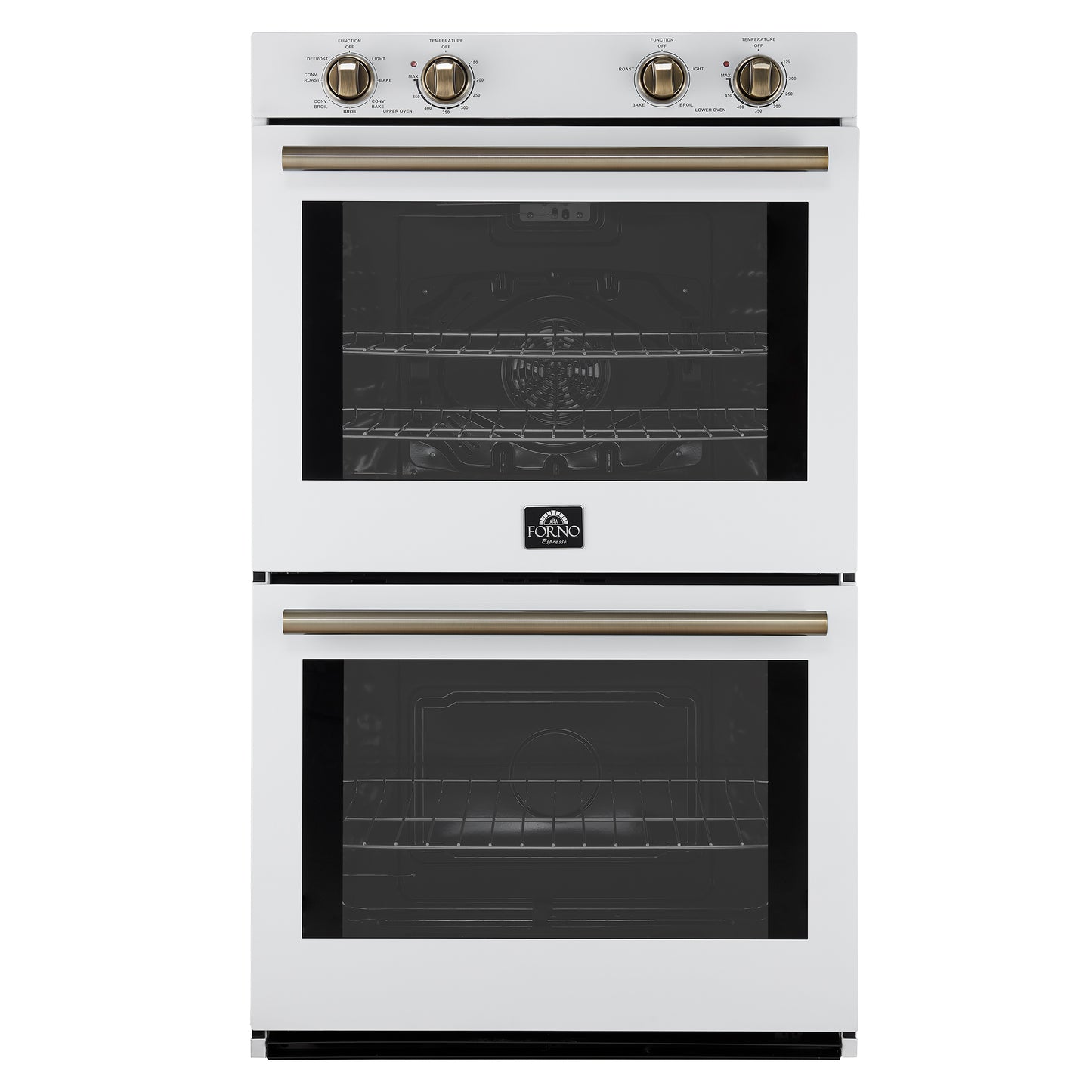 Forno Vomero 30-Inch Double Wall Oven, White, 10 cu.ft Total Capacity, 7100W Convection, Mechanical Controls, Manuel Steam Clean