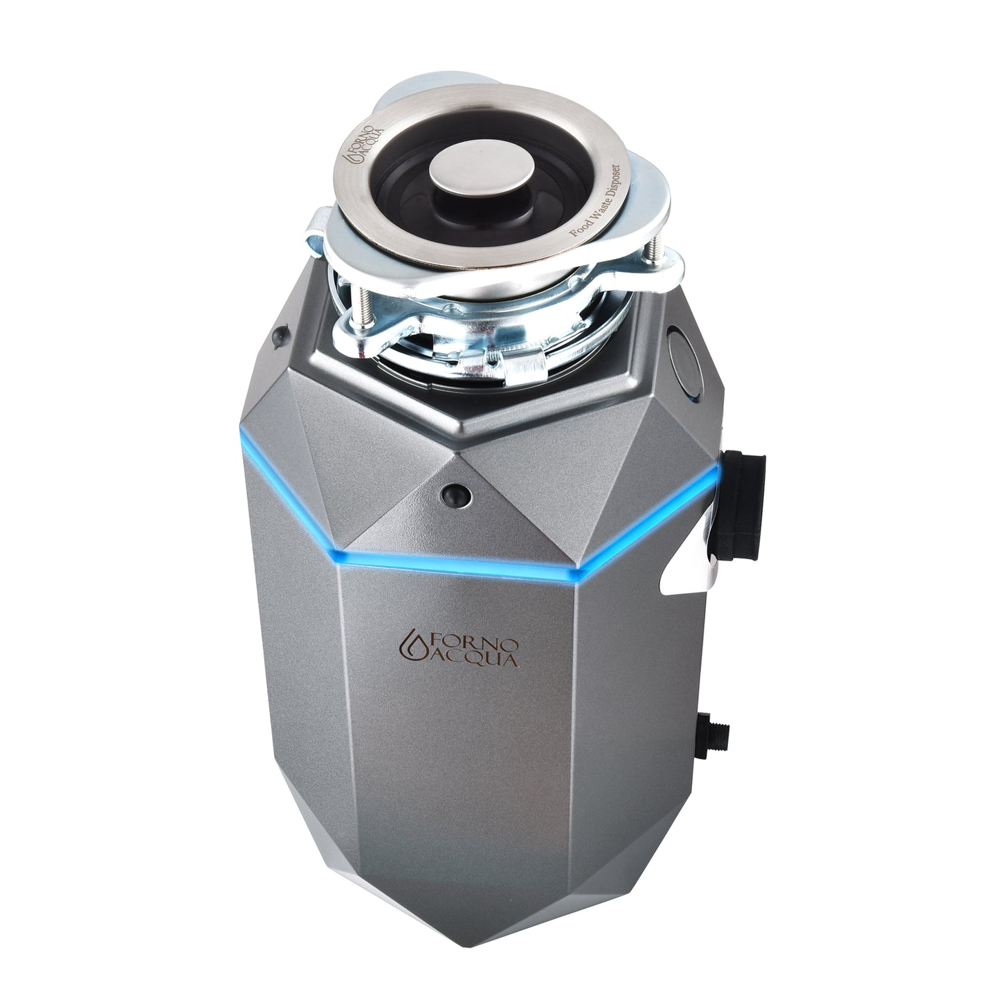 FORNO ACQUA BrightDIAMOND Black Onyx 1HP Super Quiet Garbage Disposal Corded with Motion Sensor Cabinet Light & Pre-Wired Air Switch