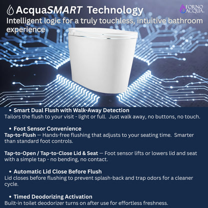 FORNO ACQUA Luxurious Smart Toilet. Includes Heated Seat, Auto Flush, Auto Lid, Powerful Flush, Ideal for Powder Rooms.
