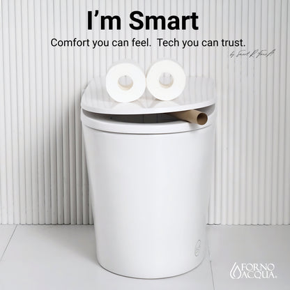 FORNO ACQUA Luxurious Smart Toilet. Includes Auto Flush, Auto Lid, Powerful Flush, sleek tankless design Ideal for Powder Rooms.