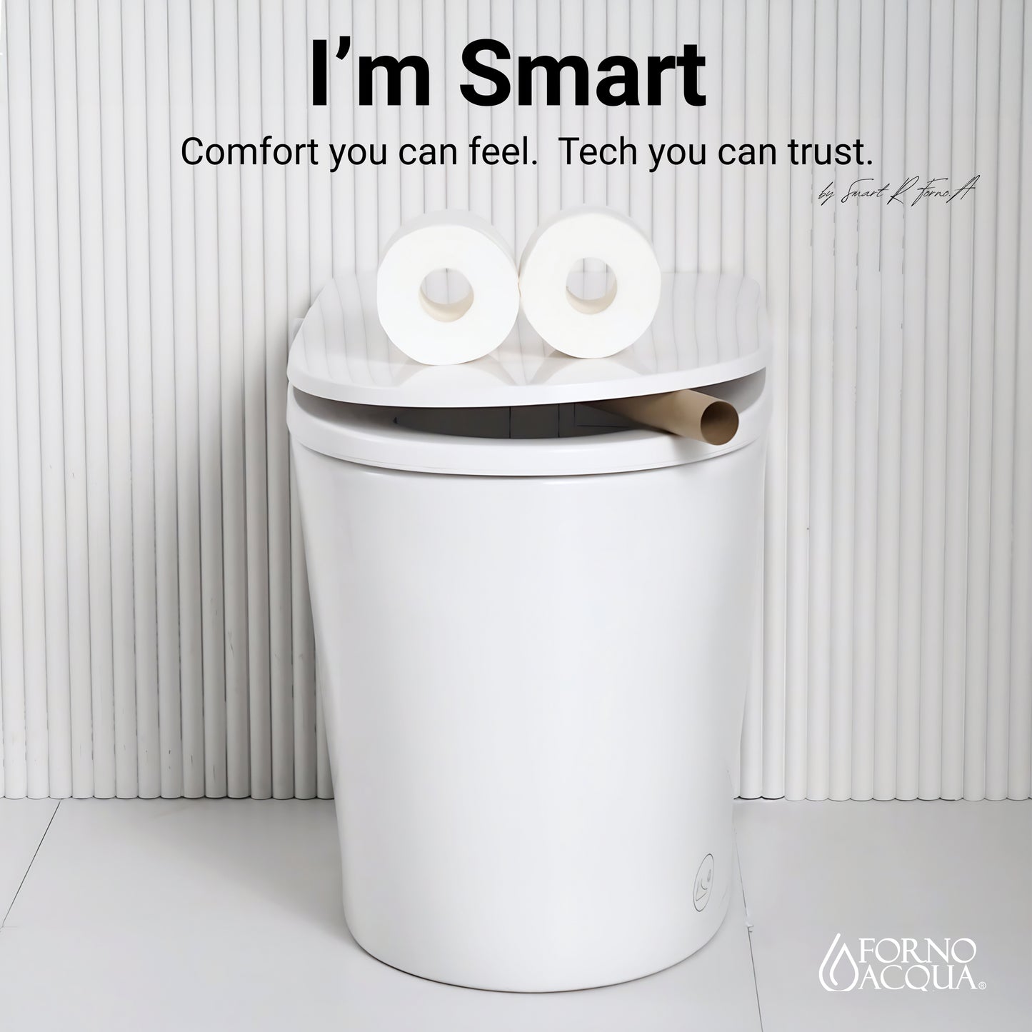 FORNO ACQUA Luxurious Super Smart Toilet. Includes Bidet, Heated Seat, Auto Flush, Auto Lid, Powerful Flush, Ideal for master bathrooms.