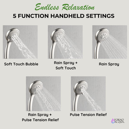 Forno Acqua AcquaFALL Mini 8 Inch Shower Head, Polished Stainless Steel Finish, Overhead Rainfall Shower, Handheld Shower Head, Body Jets, 2.5 GPM Flow Rate