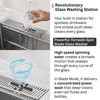 FORNO ACQUA 33 in. Drop-In/Undermount 3-Level Workstation Sink with Waterfall Faucet & Glass Rinser