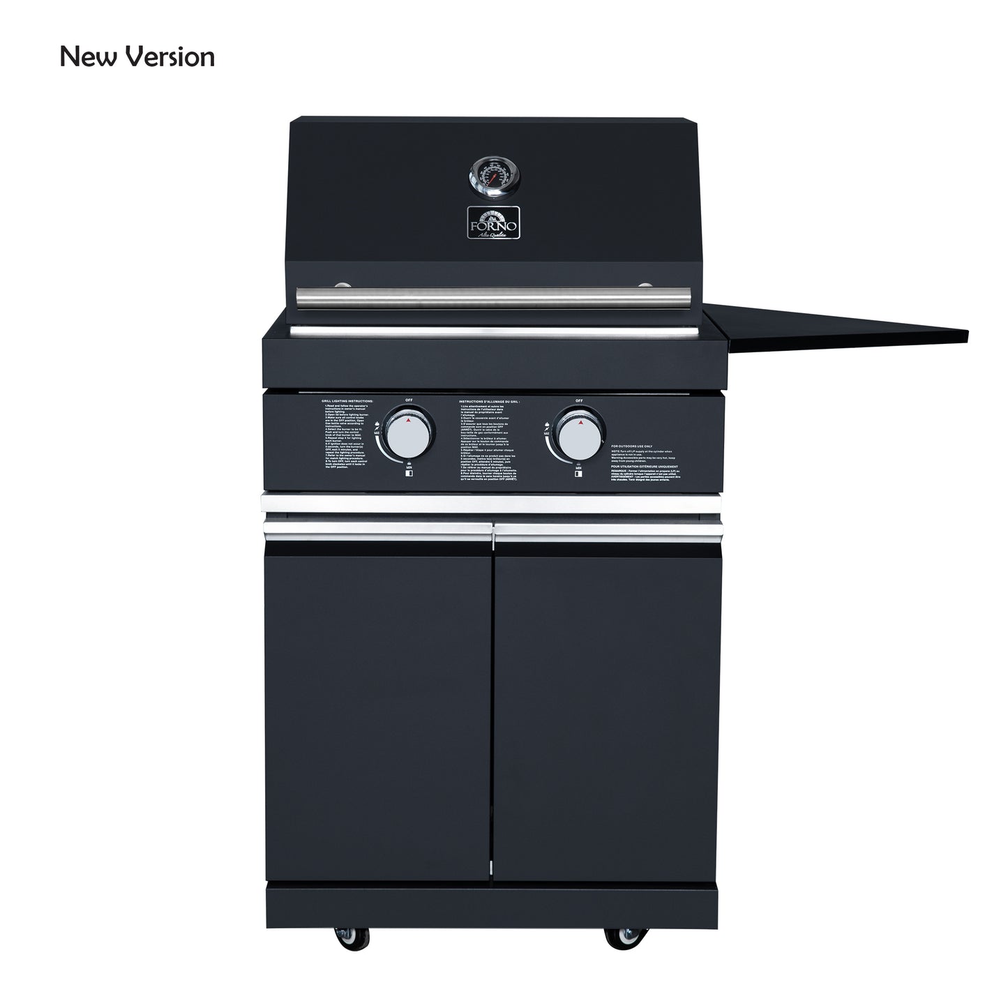 Forno All’Aperto 99,600 BTU Outdoor Kitchen, 5 Burners, Infrared Burners, Side Burner, Black Sintered Stone Countertops, Gas Pizza Oven, Sink Module, Bar & Beverage Center