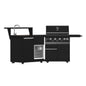 Forno All’Aperto 62,600 BTU BBQ, 3 Stainless Steel Burners, Infrared Burners, Sink Module, Black Sintered Stone Countertops, Bar and Beverage Center