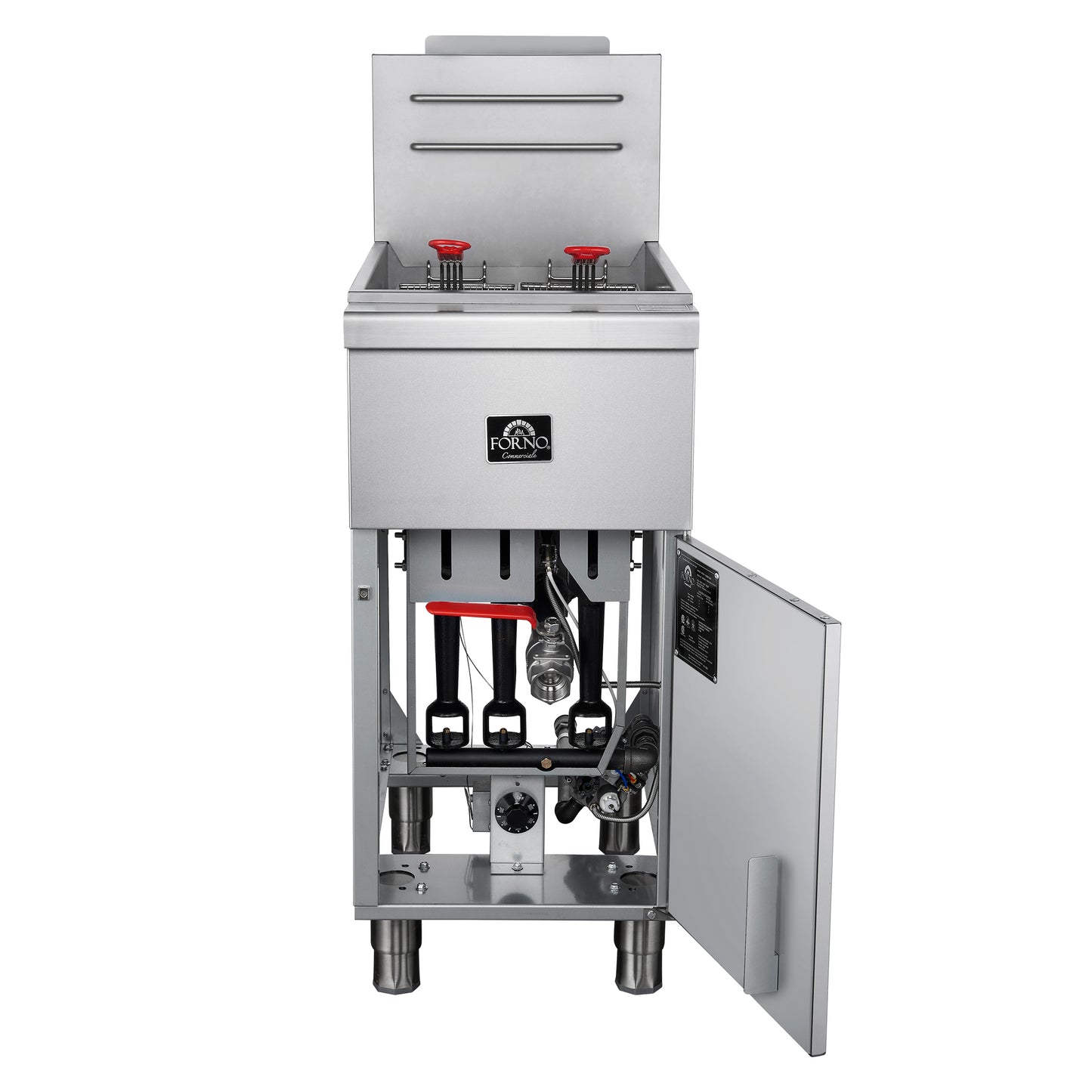 FORNO Commerciale Propane Gas Deep Fryer, 4 Burners 120,000 BTU, 50 lbs Oil Capacity, Millivolt Control