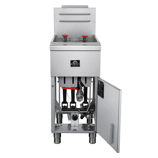 FORNO Commerciale Propane Gas Deep Fryer, 4 Burners 120,000 BTU, 50 lbs Oil Capacity, Millivolt Control