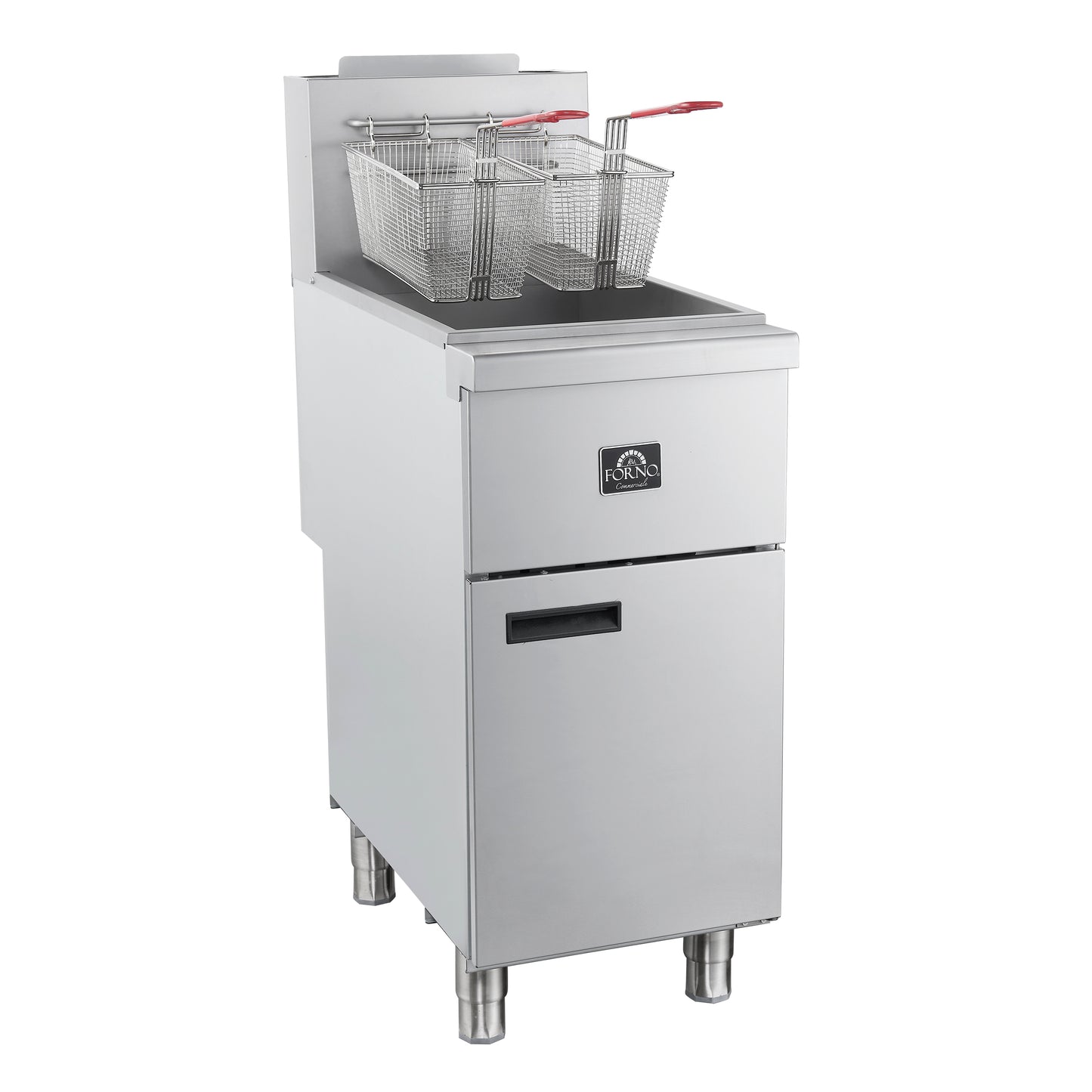 FORNO Commerciale Propane Gas Deep Fryer, 4 Burners 120,000 BTU, 50 lbs Oil Capacity, Millivolt Control