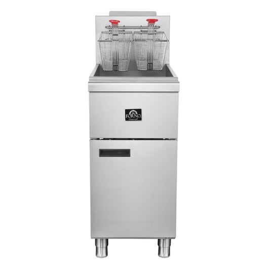 FORNO Commerciale Propane Gas Deep Fryer, 3 Burners 90,000 BTU, 40 lbs Oil Capacity