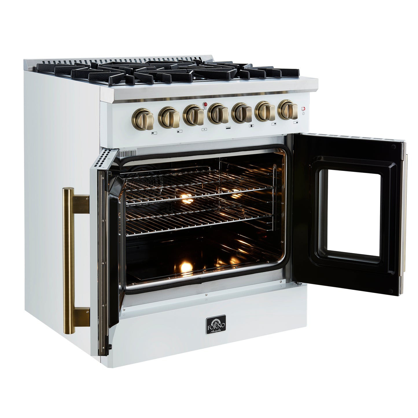 Forno Galiano 30-inch Freestanding French Door Dual Fuel Range White