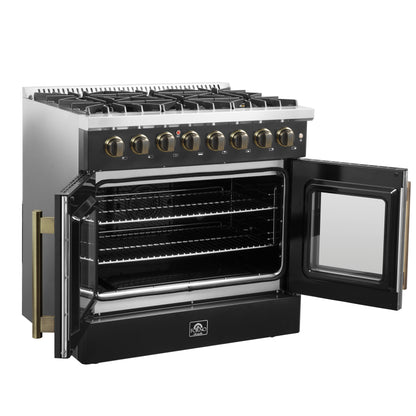 Forno Galiano 36-inch Freestanding French Door Dual Fuel Range Black