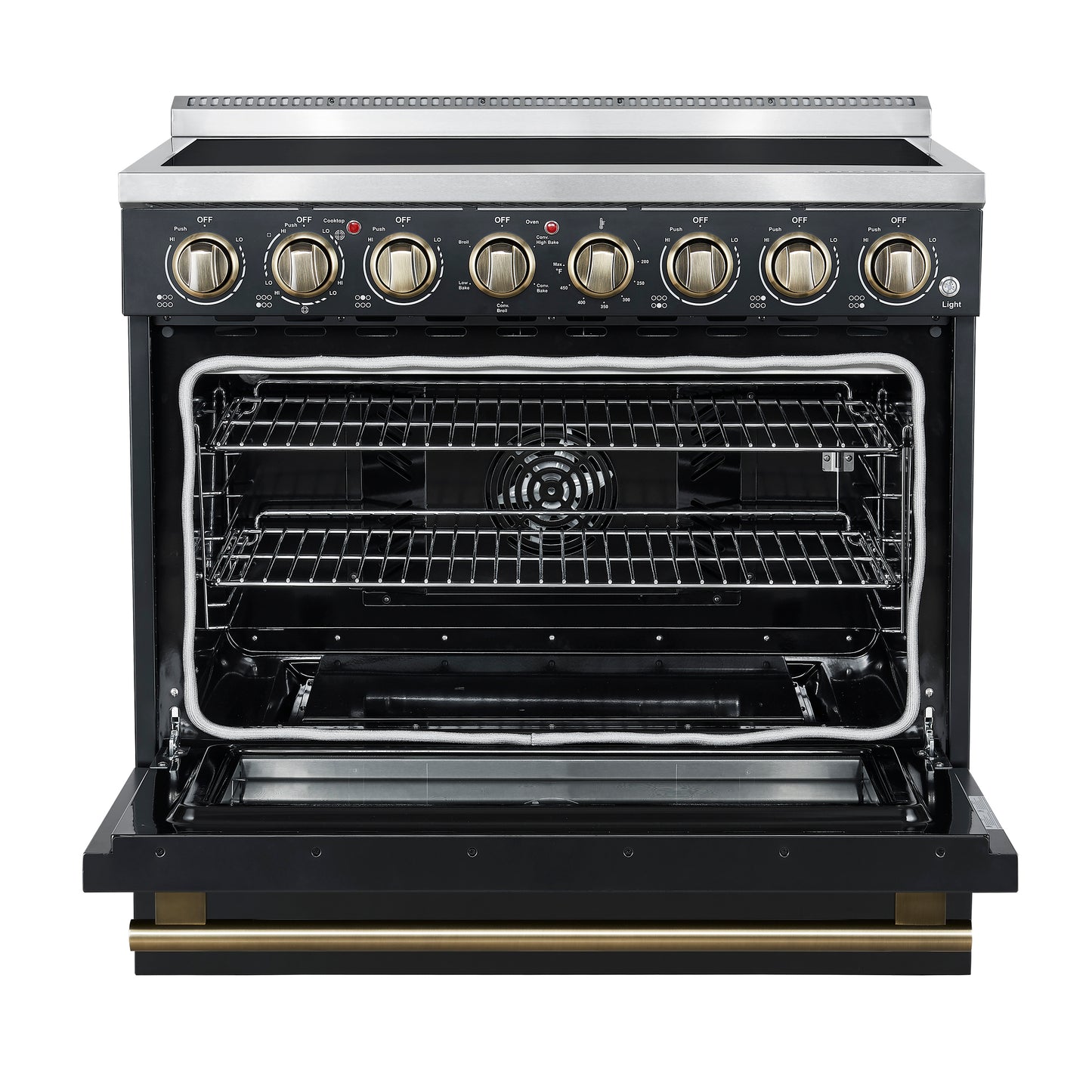 Forno Paolo 36 Inch Black Freestanding Electric Range, Stainless Steel, 5.44 cu.ft, True Convection Oven, Energy Efficient