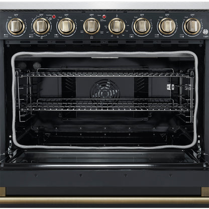 Forno Paolo 36 Inch Black Freestanding Electric Range, Stainless Steel, 5.44 cu.ft, True Convection Oven, Energy Efficient