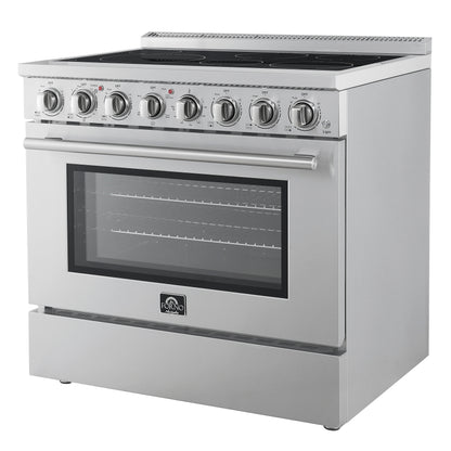 Forno Paolo 36 Inch Freestanding Electric Range, Stainless Steel, 5.44 cu.ft, True Convection Oven, Energy Efficient