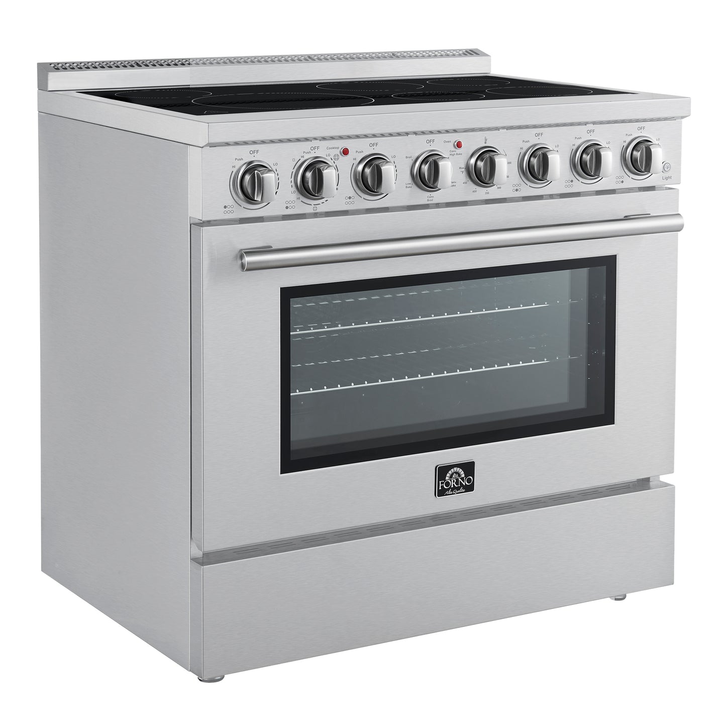 Forno Paolo 36 Inch Freestanding Electric Range, Stainless Steel, 5.44 cu.ft, True Convection Oven, Energy Efficient