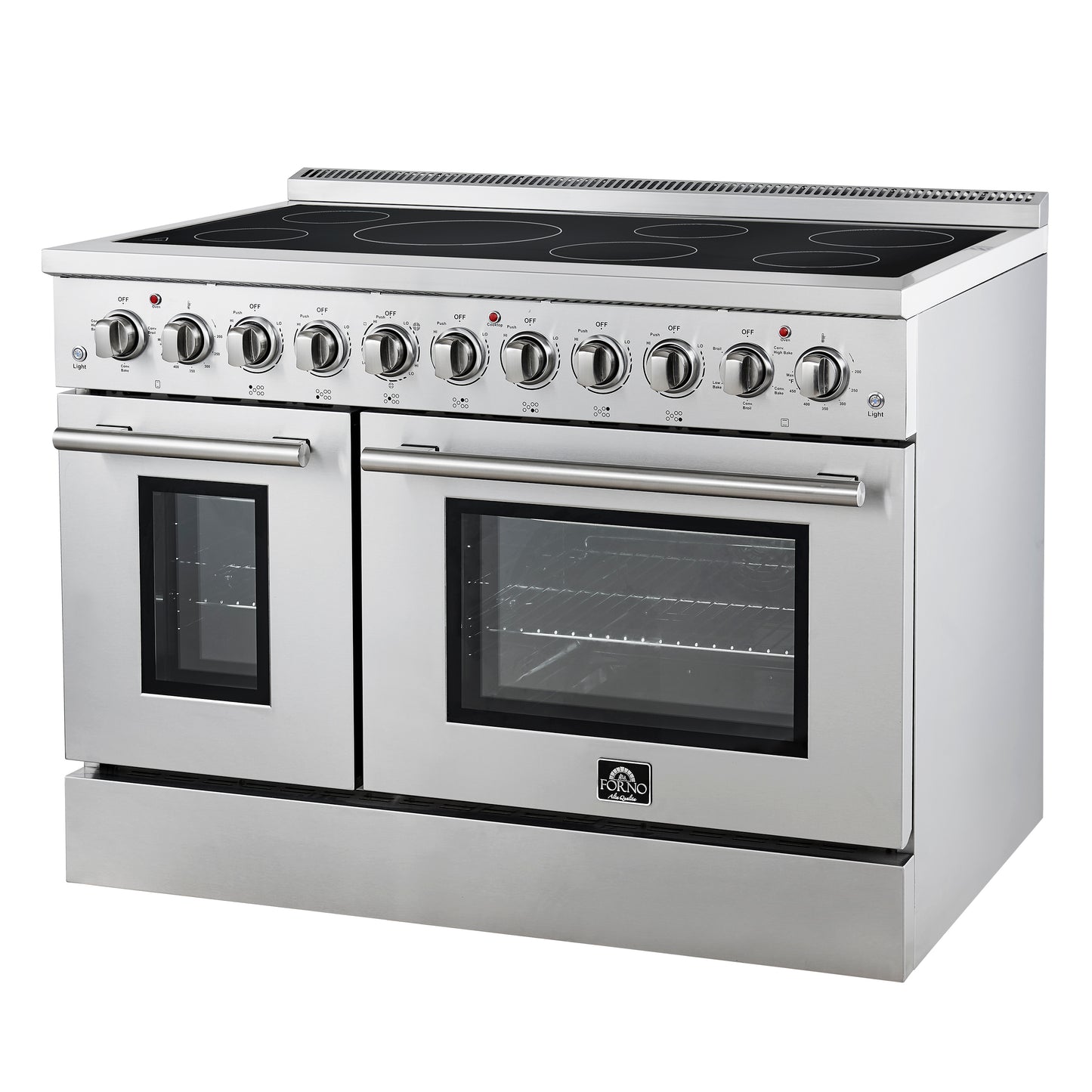 Forno Paolo 48 Inch Freestanding Electric Range, Stainless Steel, 6.7 cu.ft, True Convection Oven, Energy Efficient