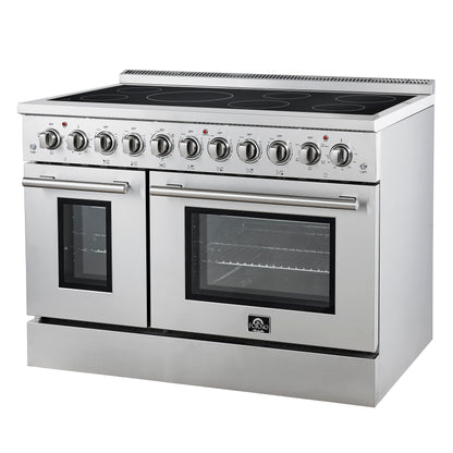 Forno Paolo 48 Inch Freestanding Electric Range, Stainless Steel, 6.7 cu.ft, True Convection Oven, Energy Efficient