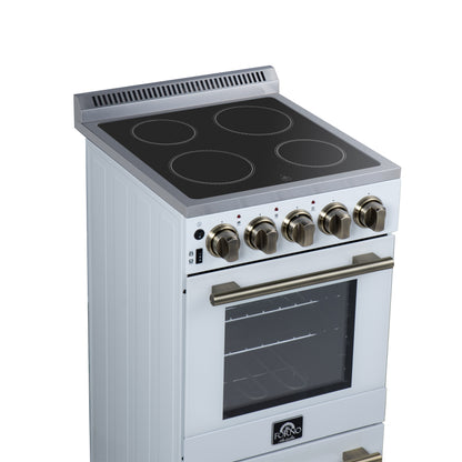 Forno Pallerano 20 Inch Freestanding Electric Range in White, Canada Version, Plug and Cord Included