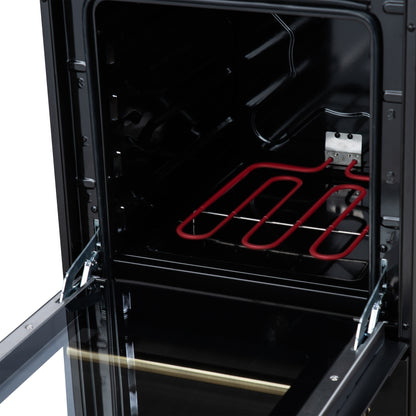 Forno Pallerano 20 Inch Freestanding Electric Range in Black with Antique Brass, Compact Design