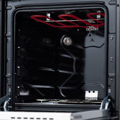 Forno Pallerano 20 Inch Freestanding Electric Range in Black with Antique Brass, Compact Design