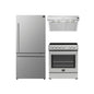 FORNO Premium 3-Piece Kitchen Bundle - Leonardo Espresso 30" Stainless Steel Range, 31" Stainless Steel Bottom Freezer Refrigerator, 30" Stainless Steel Under Cabinet Range Hood - FBDL-001-01US