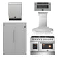 FORNO 5-Piece Stainless Steel Kitchen Bundle – Home Depot Exclusive – 48” French Door Gas Range, 48” Wall Mount Range Hood, 30” Microwave Drawer, 24” Built-In Dishwasher, 2×28” Convertible Refrigerator Freezer with Decorative Trim | SKU: FBDL-THD-004