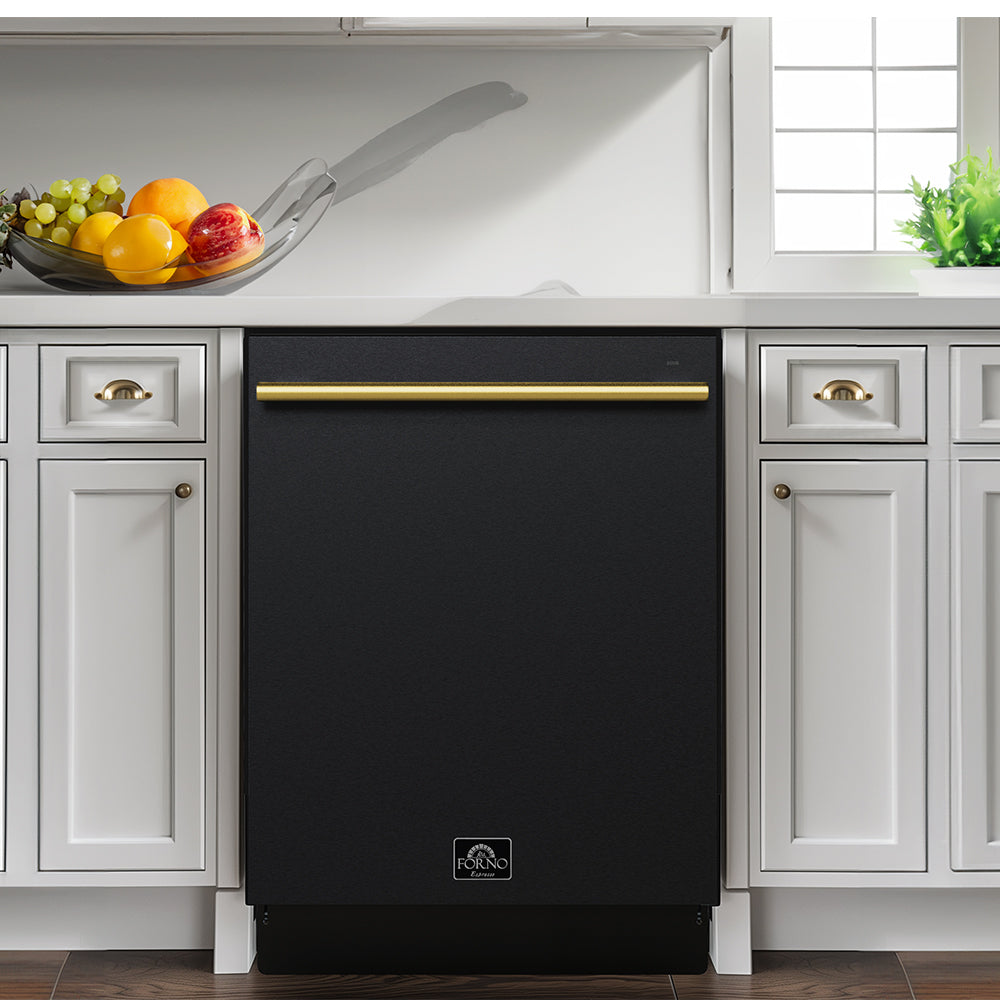 FORNO 5-Piece Black Stainless Steel Kitchen Bundle – Home Depot Exclusive – 30” Electric Range, 30” French Door Refrigerator, 30” Range Hood, 24” Microwave Drawer, 24” Built-In Dishwasher | SKU: FBDL-THD-003BLK