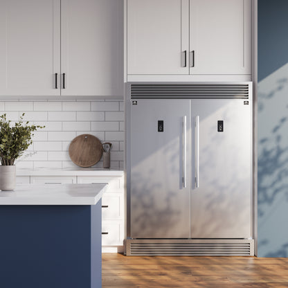 Forno Fortezza 60 Inch Convertible Refrigerator/Freezer with Trim Grill, Stainless Steel, Total No Frost, with Automatic Ice Maker