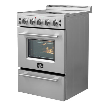 Forno Loiano 24 Inch Freestanding Electric Range Stainless Steel with Storage Drawer