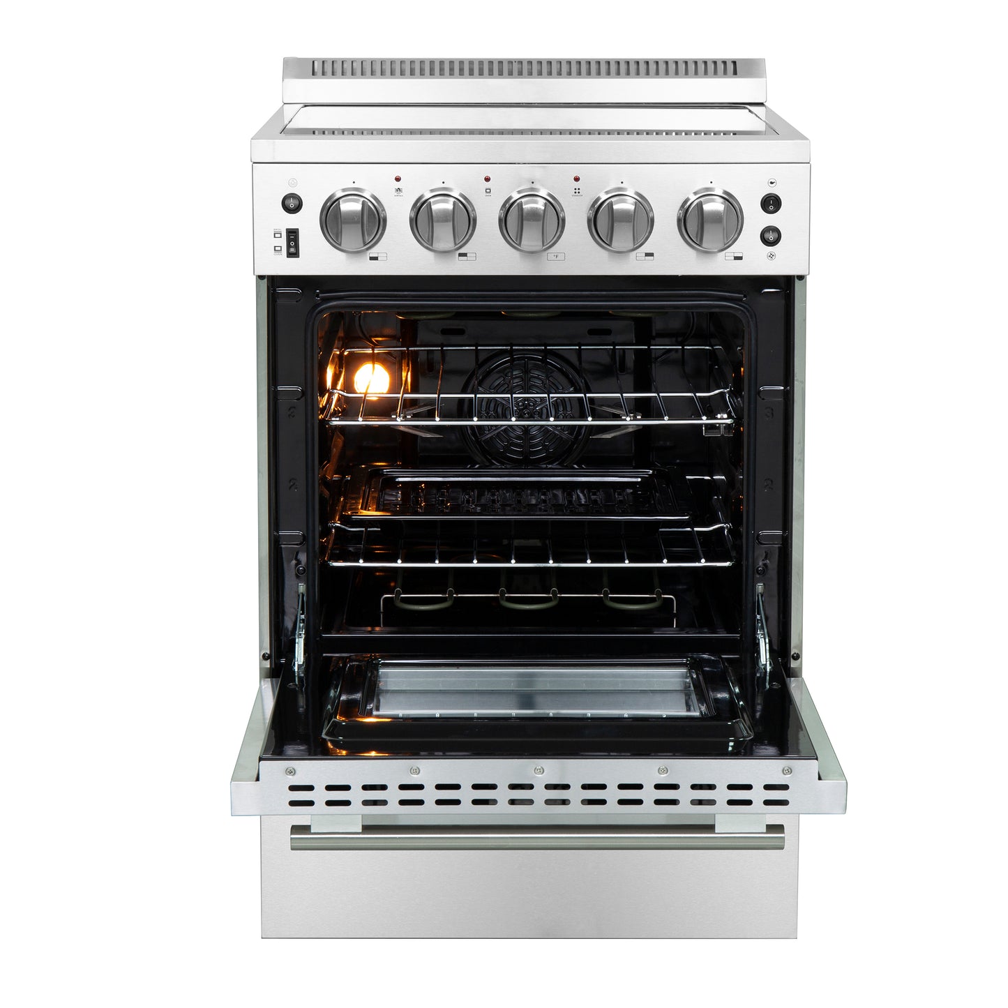 Forno Loiano 24 Inch Freestanding Electric Range Stainless Steel with Storage Drawer