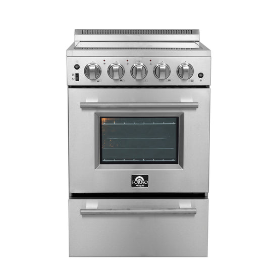 Forno Loiano 24 Inch Freestanding Electric Range Stainless Steel with Storage Drawer