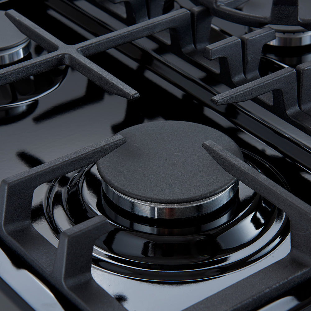 Forno Leonardo 30-Inch Stainless Steel Gas Range, 5 Sealed Burners (Totaling 39,500 BTU), 5 cu.ft. Convection Oven, Continuous Cast Iron Grates, Black Enamel Interior, Auto Re-Ignition, LP Conversion Kit Included