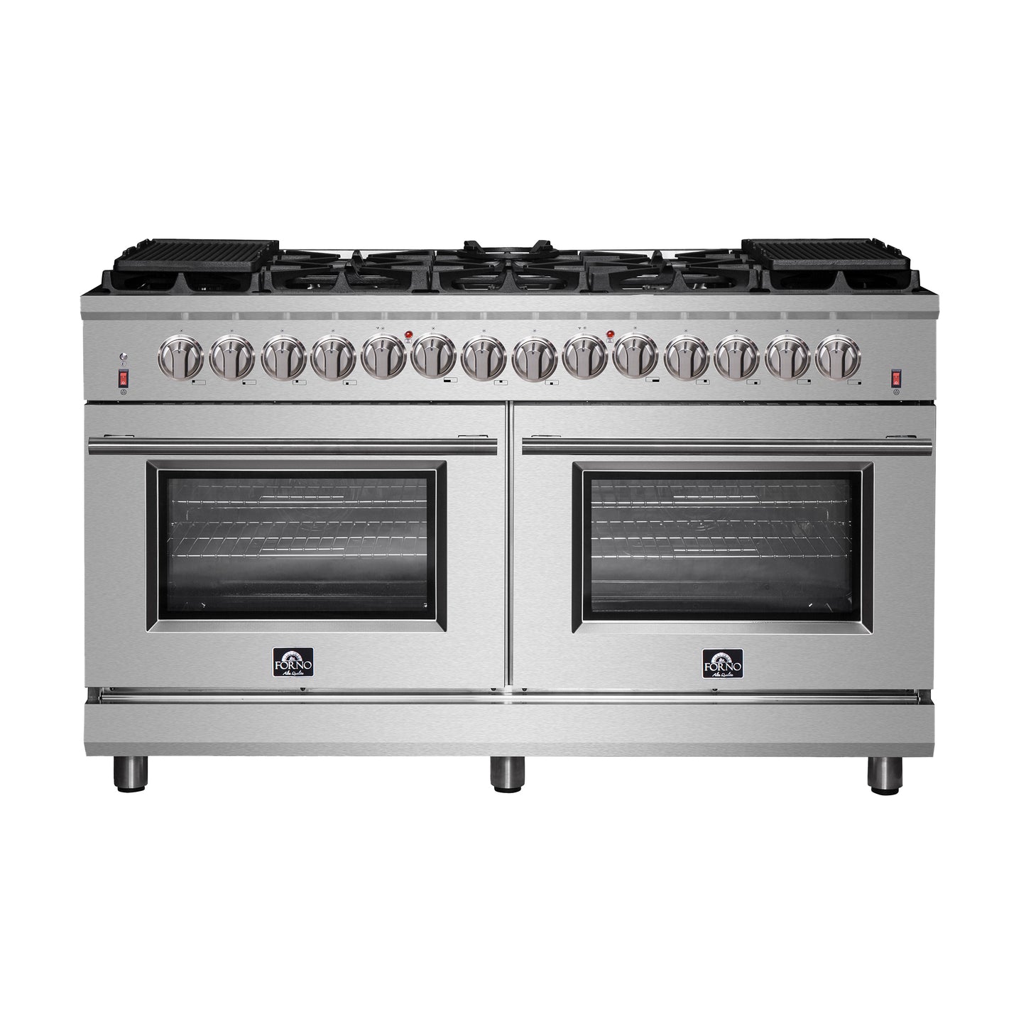Forno Massimo 60-Inch Freestanding Dual Fuel Range, 10 Burners, Double Convection Ovens