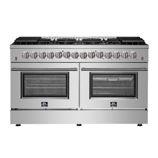 Forno Galiano 60-Inch Freestanding Dual Fuel Range, 10 Burners, Double Convection Ovens