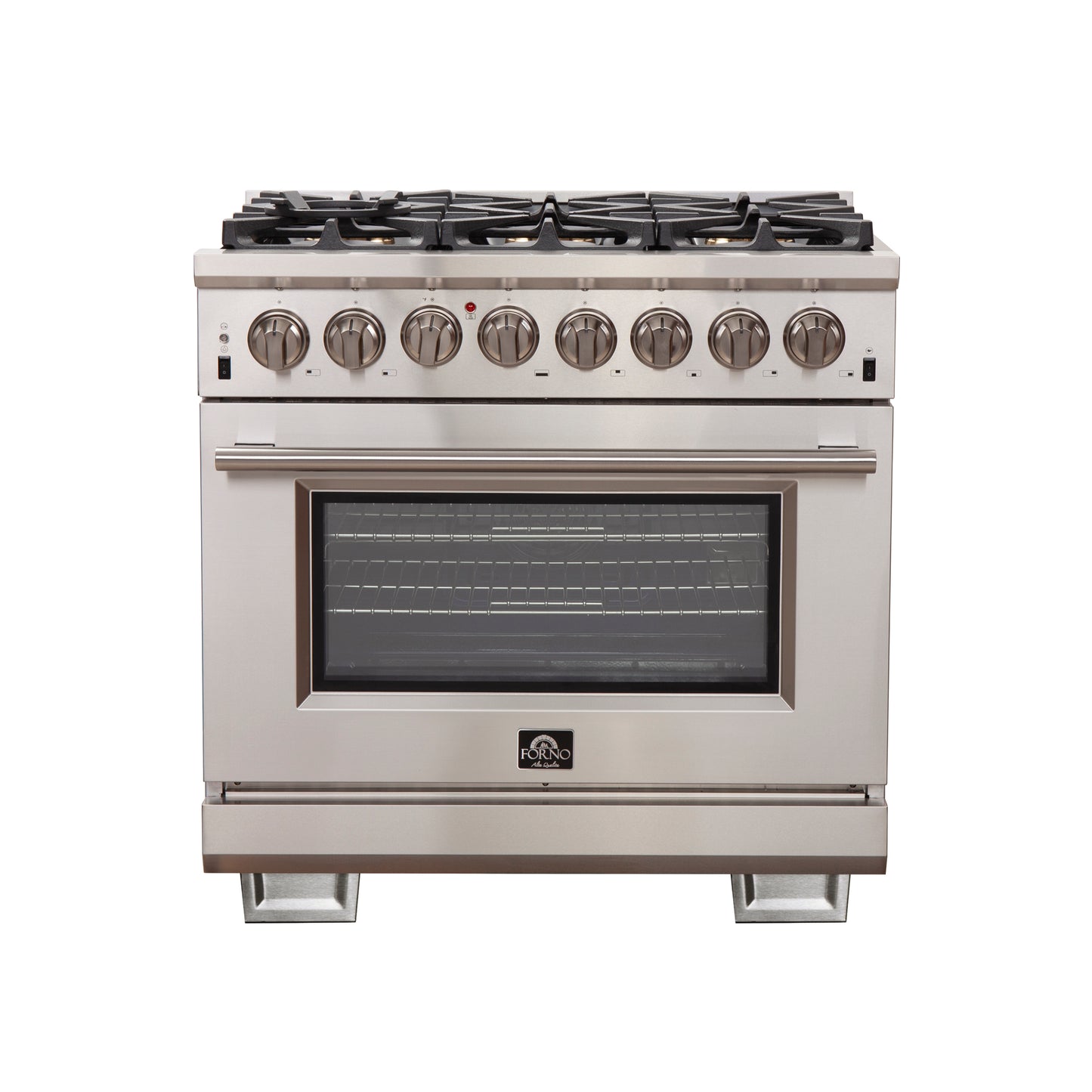 Forno Capriasca 36-Inch Freestanding Dual Fuel Range, 6 Burners, True Convection Oven